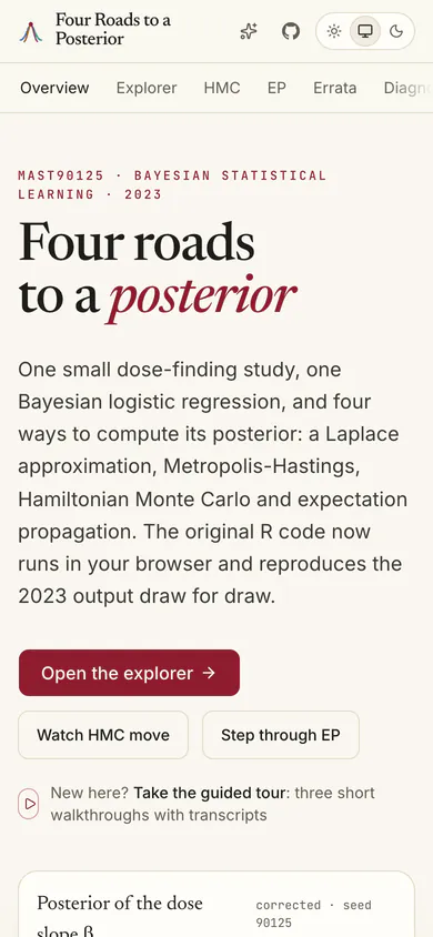 Mobile: landing. The landing page at 390 px.